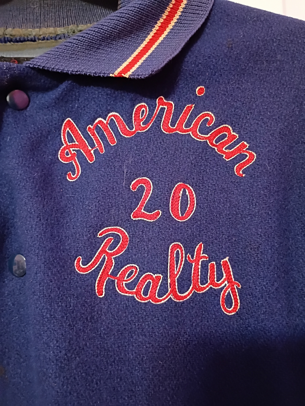 Vintage 50's Men’s Navy & Red Varsity Bomber Jacket - Picture 2 of 11